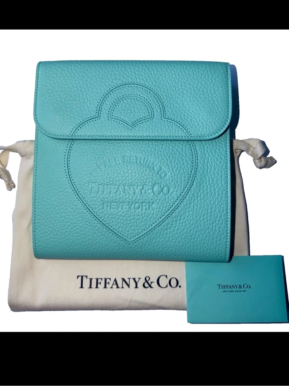 Tiffany & Co. Tiffany Blue Grain Leather Fold-Out Jewelry Case Travel Organizer